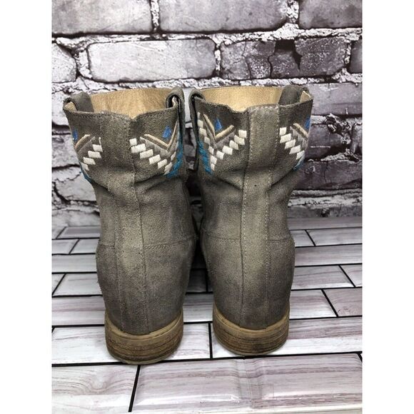 Anthropologie Howsty Gray Suede Western Heel Ankle Boots Women’s Sz 39EU/8.5M US - Picture 5 of 16